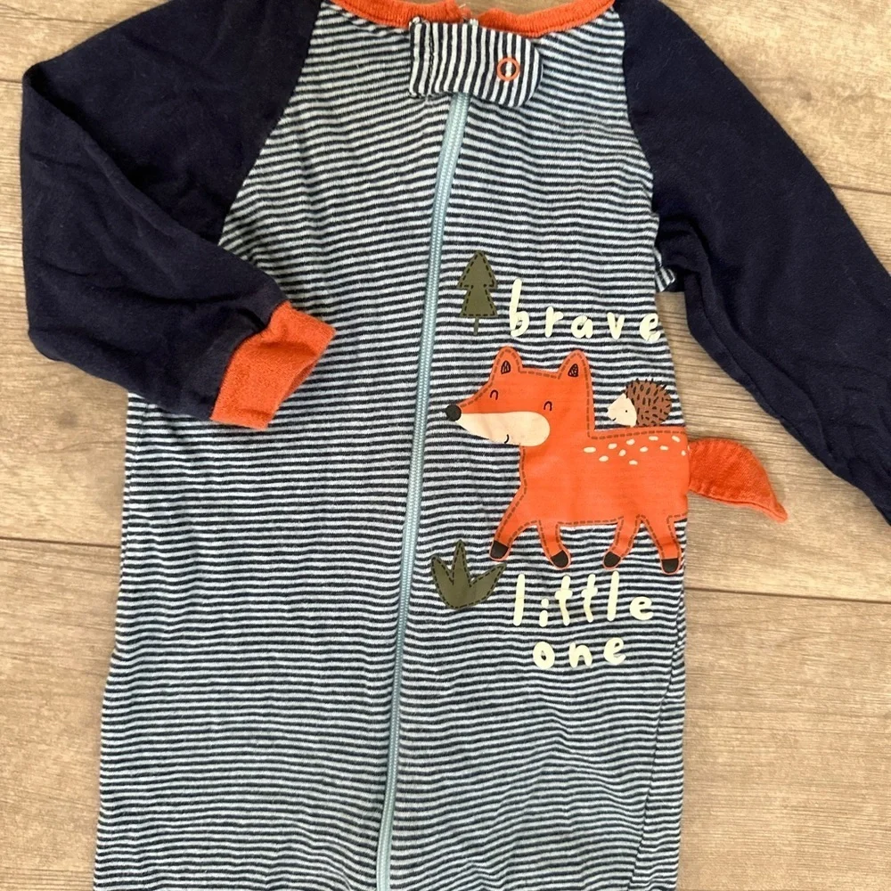 Gerber Fox Sleep and Play Zip Footies Baby Boy 3-6M